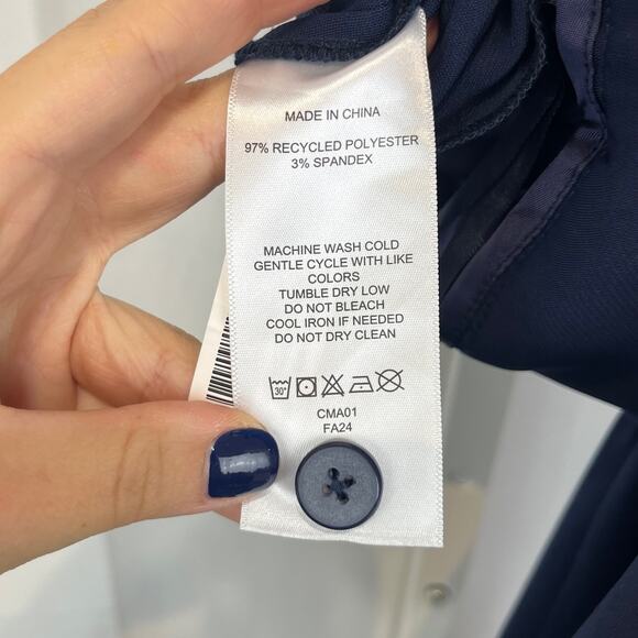 NWT QUINCE Stretch Crepe Ankle Pants Zip Fly Elastic Waist Navy Blue Size 4 - Picture 10 of 12